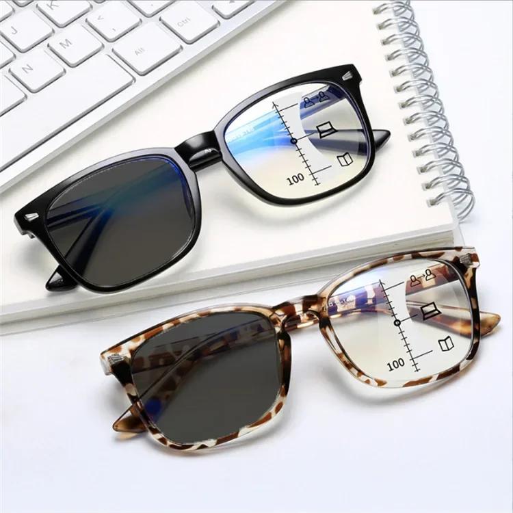 Photochromic Progressive Multifocal Glasses Luxury Trendy Presbyopia Eyewear for Women Men Near Far Sight