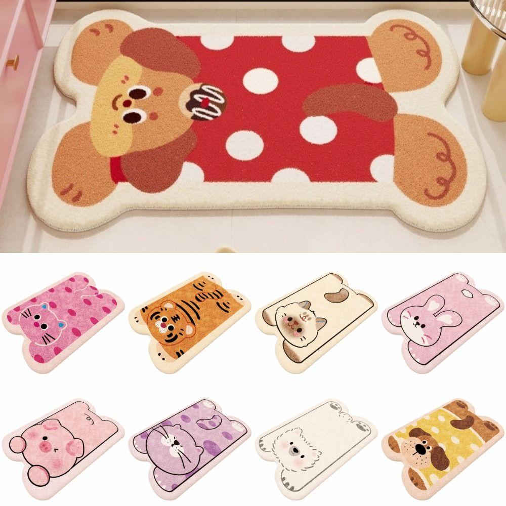 Tapis de sol de salle de bain Thème Animal Épais Design Dessin Animé Tapis de Toilettes Antidérapant Forme Irrégulière Tapis de Pied Utilisation Salle de Bain