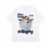 Retro Street-Style Dog-Print T-Shirt For Men And Women Made Of Cotton Featuring Loose Short Sleeves And Suitable For Summer