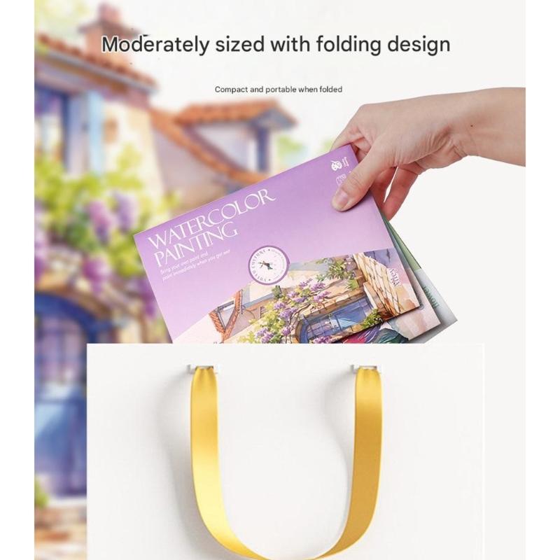 Art Doodling Book with 12 Color Watercolor Paint Water Brush Pen Stress Relief Painting Book For Children Adult Drawing