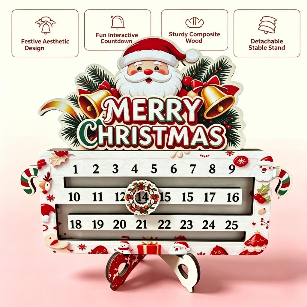 Christmas 25 days Countdown desktop calendar decoration red