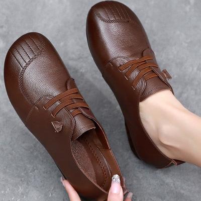 Kuhsehnensohle Mutter Schuhe, Frühling und Herbst Mittelalterliche und Ältere Lederschuhe, Weiche Sohlen, Rutschfeste Weiche Leder Slipper Freizeitschuhe