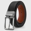 Extra Long Men's Reversible Leather Belt with Rotatable Pin Buckle