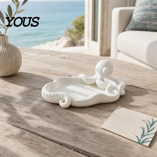 Necklace Storage Dish 3D Printed Octopus Jewelry Tray, Ocean Animal Earrings Ring Multifunctional Home Organizer Decorative Keys Trinkets Holder