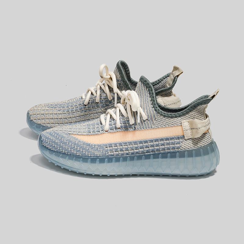 Popcorn versatile fly-woven sneakers men's breathable soft-soled running shoes 2025 spring and summer couple coconut shoes