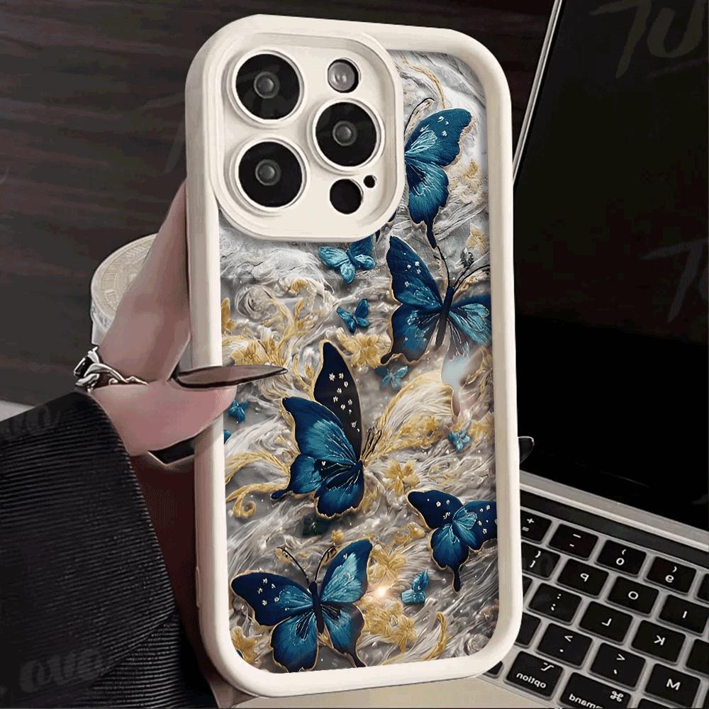 Blue Butterflies Shockproof Phone Case For iPhone 17 Pro Max 16E 15 Pro 14 13 12 11 Mini AIR XS XR XS 8Plus Anti-Slip Soft TPU