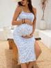 Abito Maxi Estivo da Maternità Stile Europeo con Spalline Sottili Floreale Slim Fit