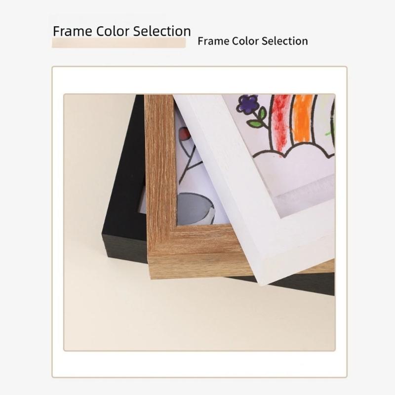 Wooden Magnetic Picture Frame With Instants Art Change Function For Home Office Decors Fit Kids Drawing Photos Display