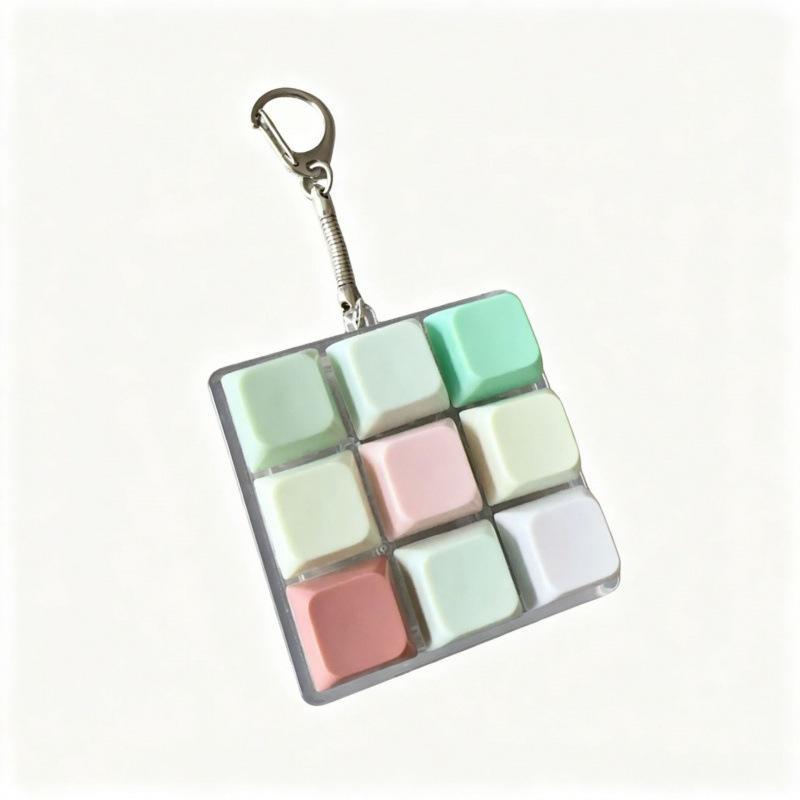 Cute Pastel Keyboard Fidget Keychain Clickable Buttons Fun Stress Relief Toy Ideal Holiday Gift for Kids Adults Office Staff
