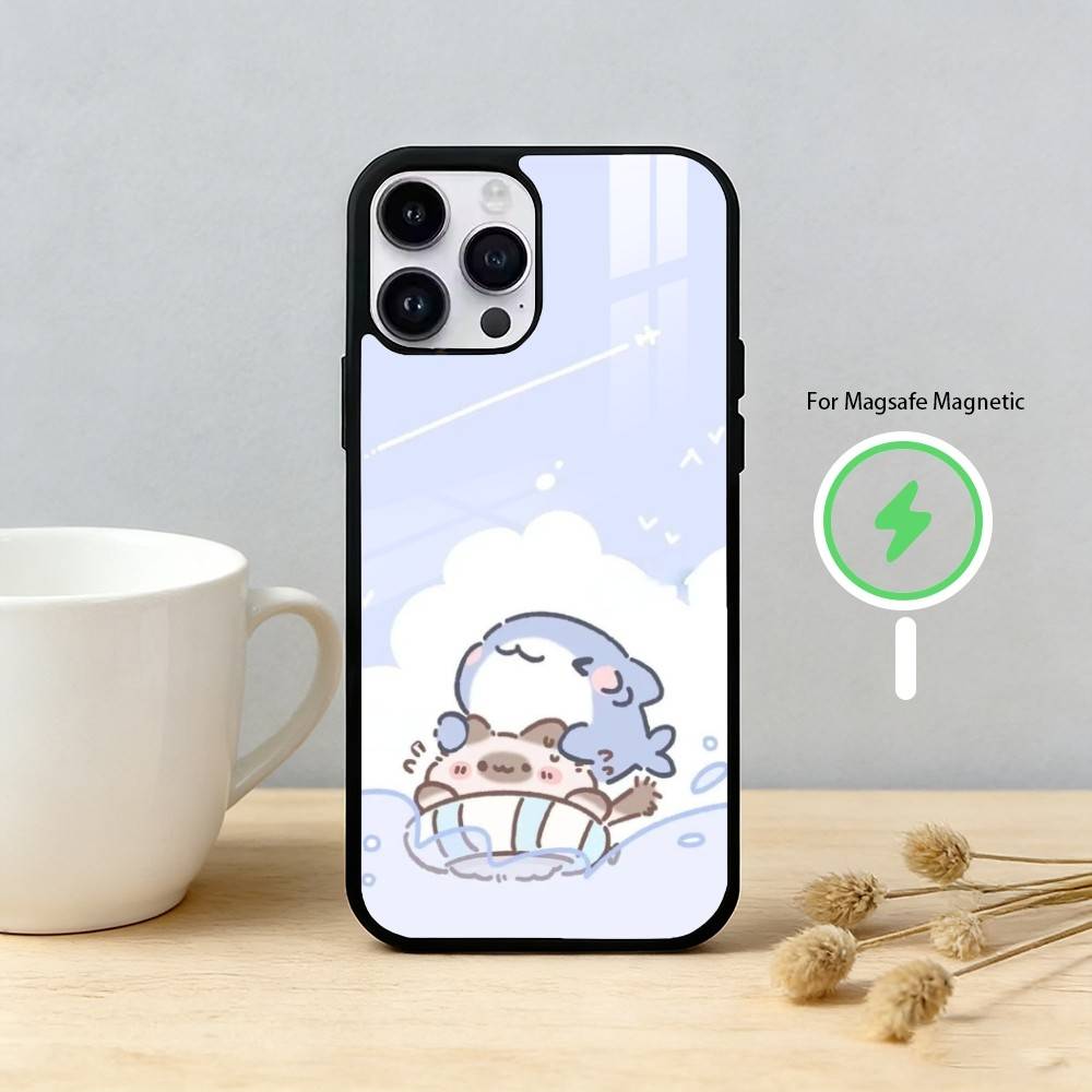 S-Shark F-Face Phone Case For iPhone 17/16/15/14/13/12/Plus/Pro/Max for Magnetic Wireless Charging