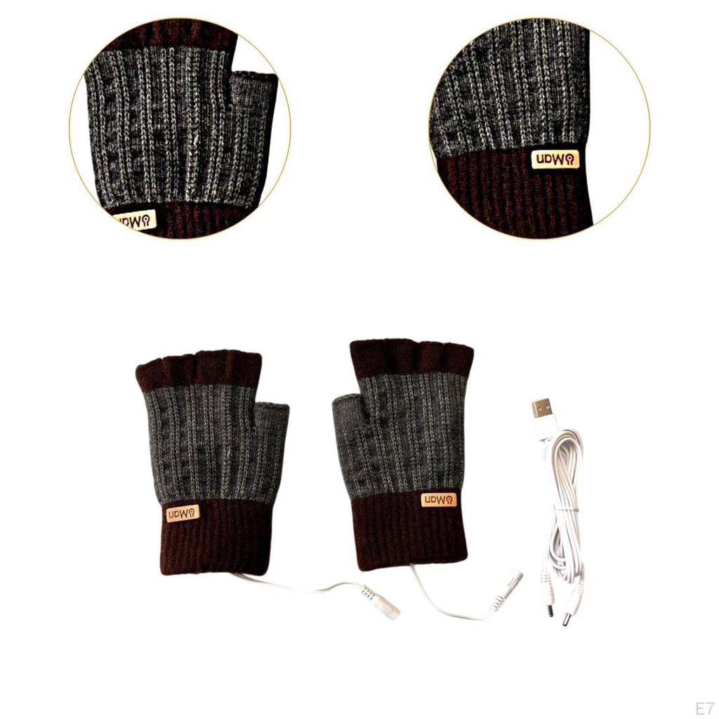 USB Heated Gloves Cold Weather Fingerless for Gaming Computer Work Typing Laptop