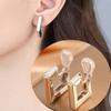 Stylish Geometric Square Hollow Metal Earrings for Women Without Piercing Ear Clips