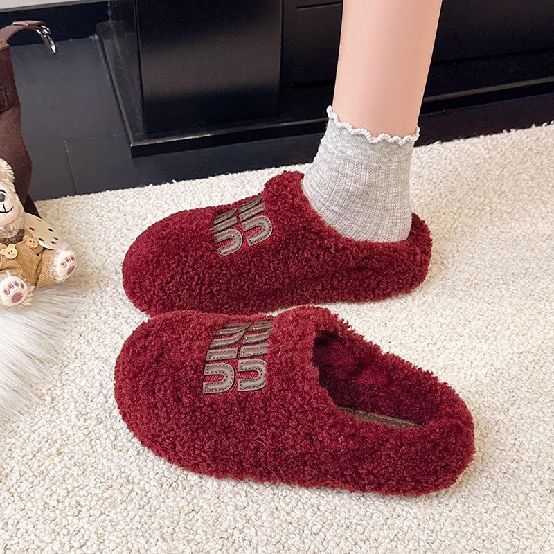 One pedal of fluffy shoes for women to wear 2025 new Korean version of gentle fairy wind Doudou shoes for women winter velvet cotton shoes