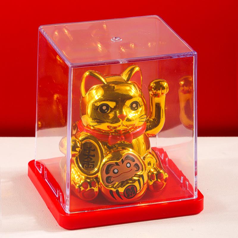 Solar Powered Waving Lucky Cat - Automatic Fortune Cat for Home, Desktop, or Car Decoration
