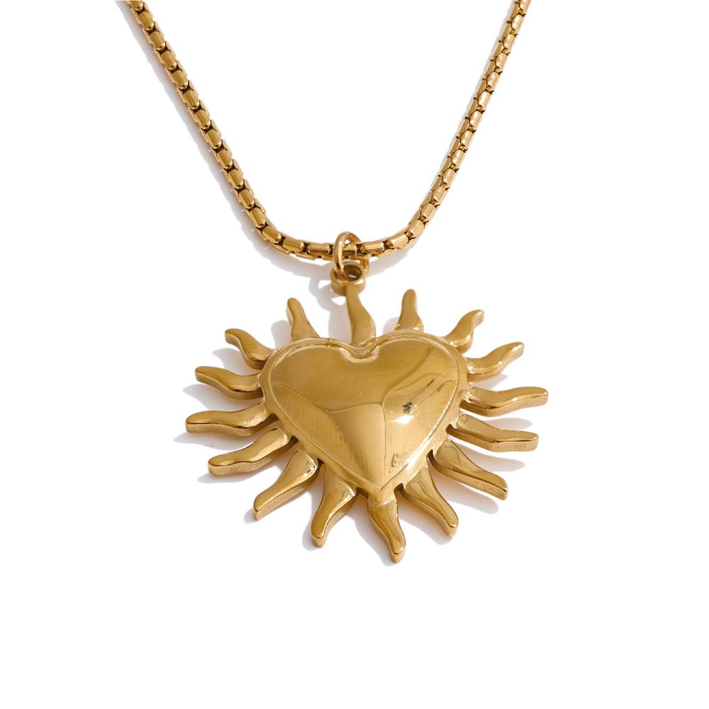 

Yhpup 2 Style Sun Heart Pendant Necklace Stainless Steel 18K Gold Color PVD Plated Tarnish Resistant Jewelry Accessory for Women