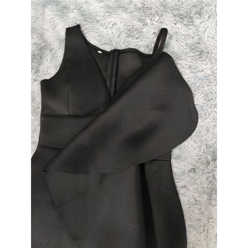Export Single Super High Texture Ruffles Slim-Fit Figure Flattering Dress Light Space Cotton Dress Camisole Gown Long Dress
