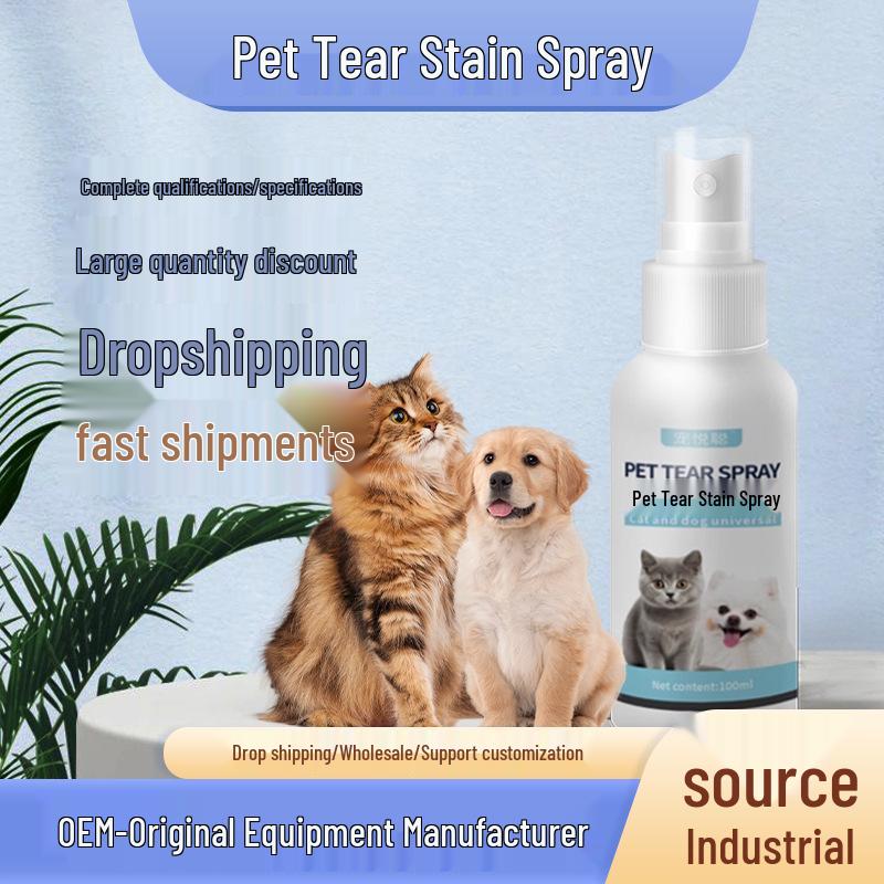 Universal Tear Stain & Odor Remover Spray for Pets - No-Rinse Deodorizing Solution
