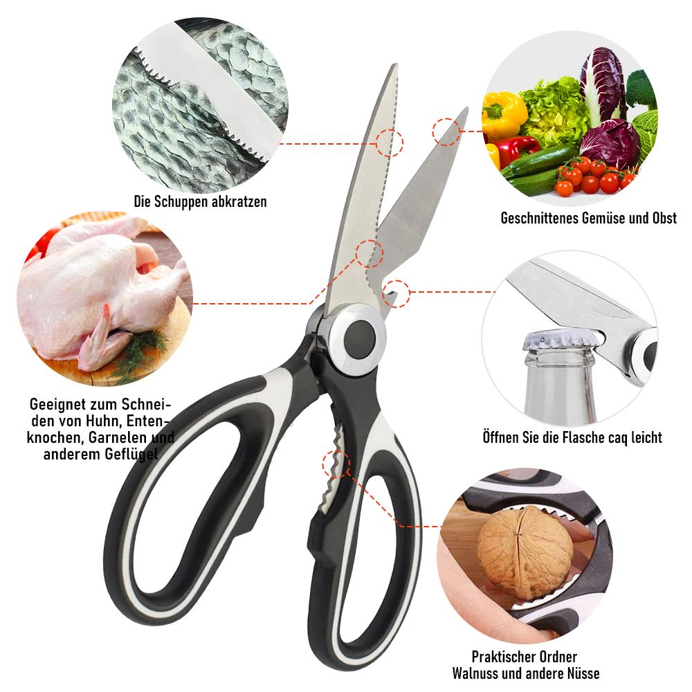 MDHAND Stainless Steel Kitchen Scissors Multi-Purpose Shears Meat Roast Cutting Household Cooking Chicken Wing Fish Kitchen Tool