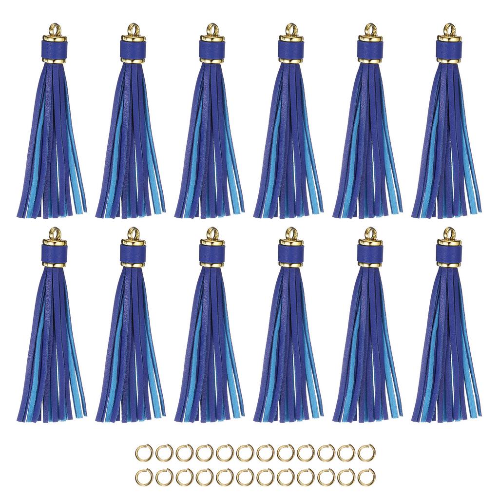 12 Stück Quasten-Schlüsselanhänger-Set PU-Lederquasten-Anhänger Bunte Lederquaste für Schmuckherstellung Handybänder Handtasche DIY-Bastelarbeiten
