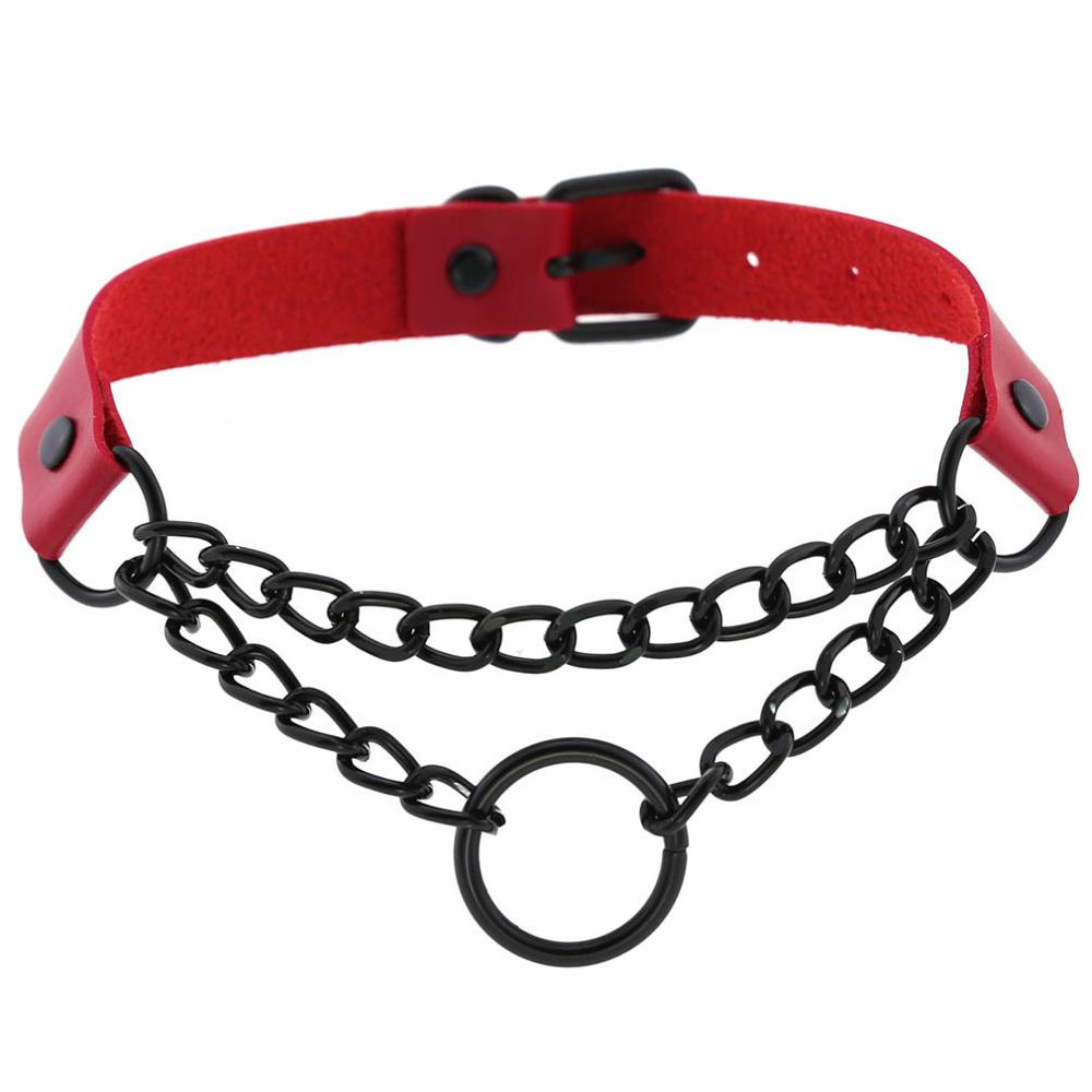 Black Gothic O Chain choker collar harajuku Punk Choker women girls black leather chocker emo Kawaii witch jewelry