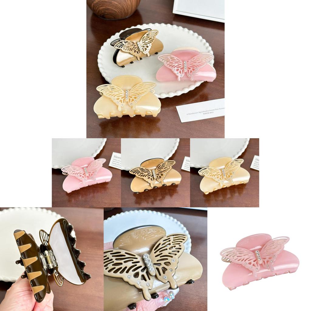 Elegante Acetat Schmetterlings Haarspange mit Strassdetails für stilvolle Hochsteckfrisuren