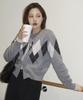 JUCYJUDY Wool Blend Argyle Knit Cardigan Jzkt621D