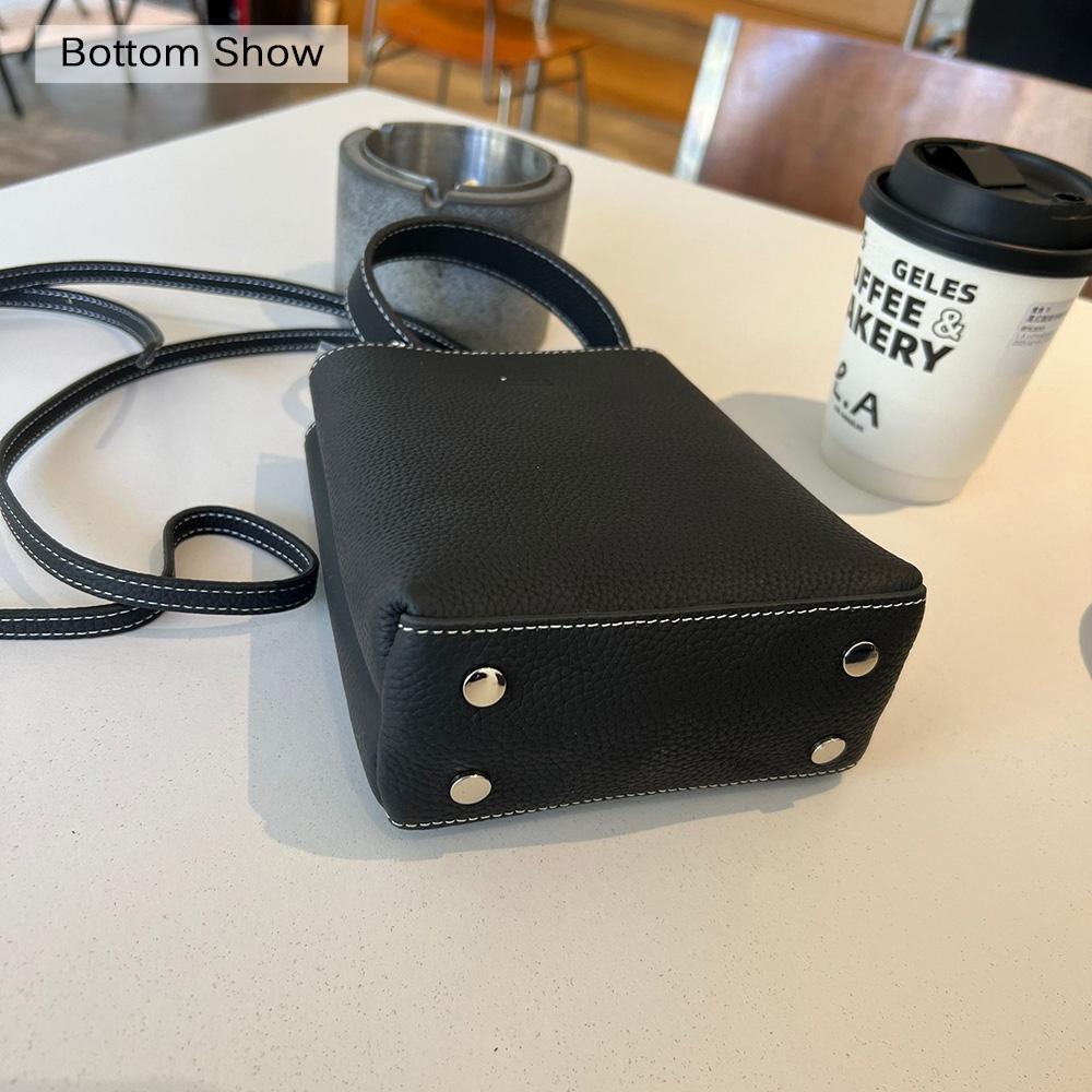 2025 Neue Mini Damen Schultertaschen Echtes Leder Kleine Handtasche Paneeliert Erste Schicht Rindsleder Umhängetasche Eimertaschen Geldbörse