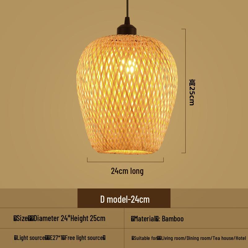 Bamboo Woven Pendant Light - Japanese Lantern for Dining, Restaurant, or Tea Room. Rattan Straw Hat Lampshade with New Chinese Art Design.