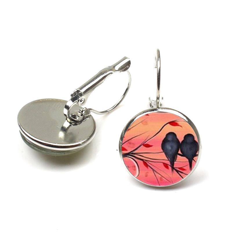 Vintage Women Charms Antique Birds Art Stud Earrings Wedding Party Jewelry Fashion Peacock Hummingbird Earrings Women's Colorful