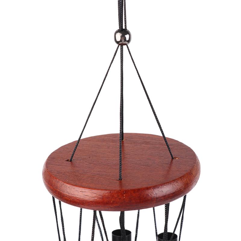 1Pc 6 Tubes Aluminum Pipe Wind Chimes With Hook And Wooden Leaf Hanging Tag Balcony Corridor Decoration Birthday Gift