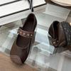 Retro Mary Jane Shoes Buckle Soft-soled Single Shoes Spring New Outer Wear Flat-bottomed Shallow-mouth Beanie Shoes