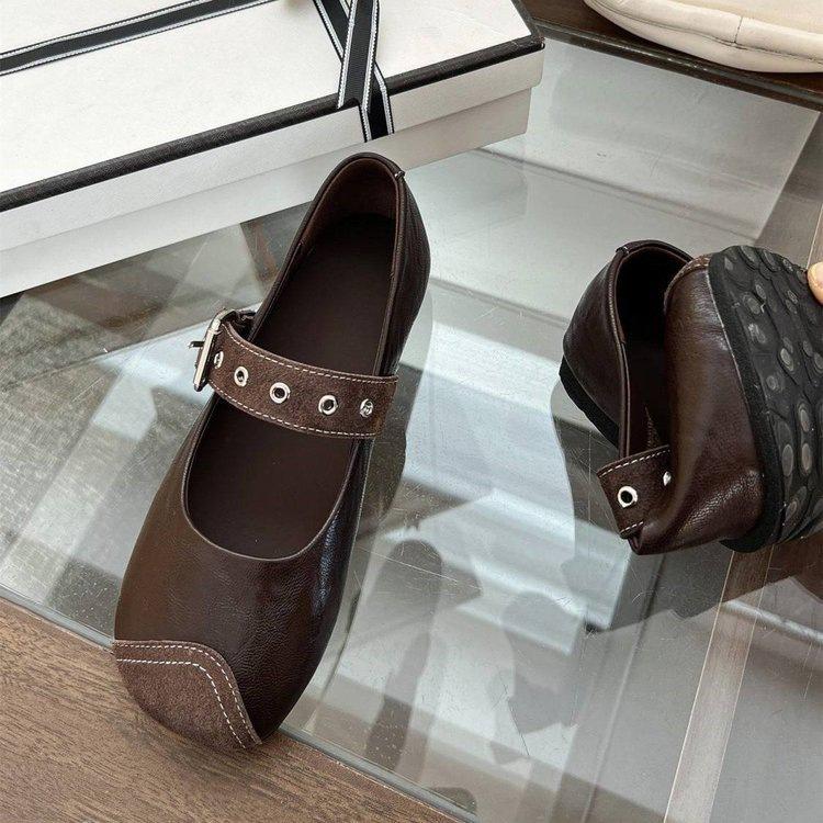 Retro Mary Jane Schuhe Schnalle weiche Sohle Einzelne Schuhe Frühling Neu Außenbekleidung flacher Boden flache Öffnung Mützen Schuhe