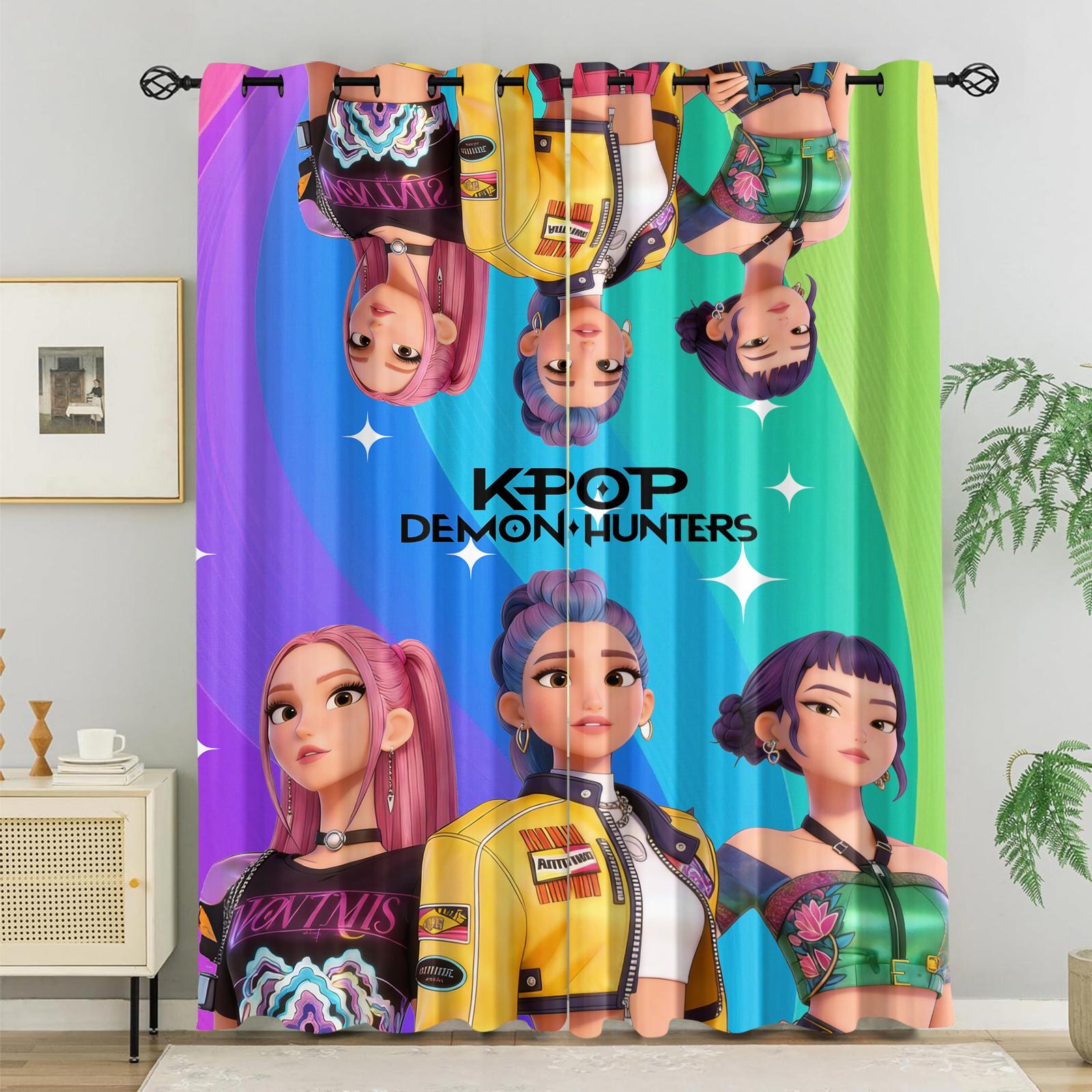 2pcs Kpop Girls Curtains Cute Anime