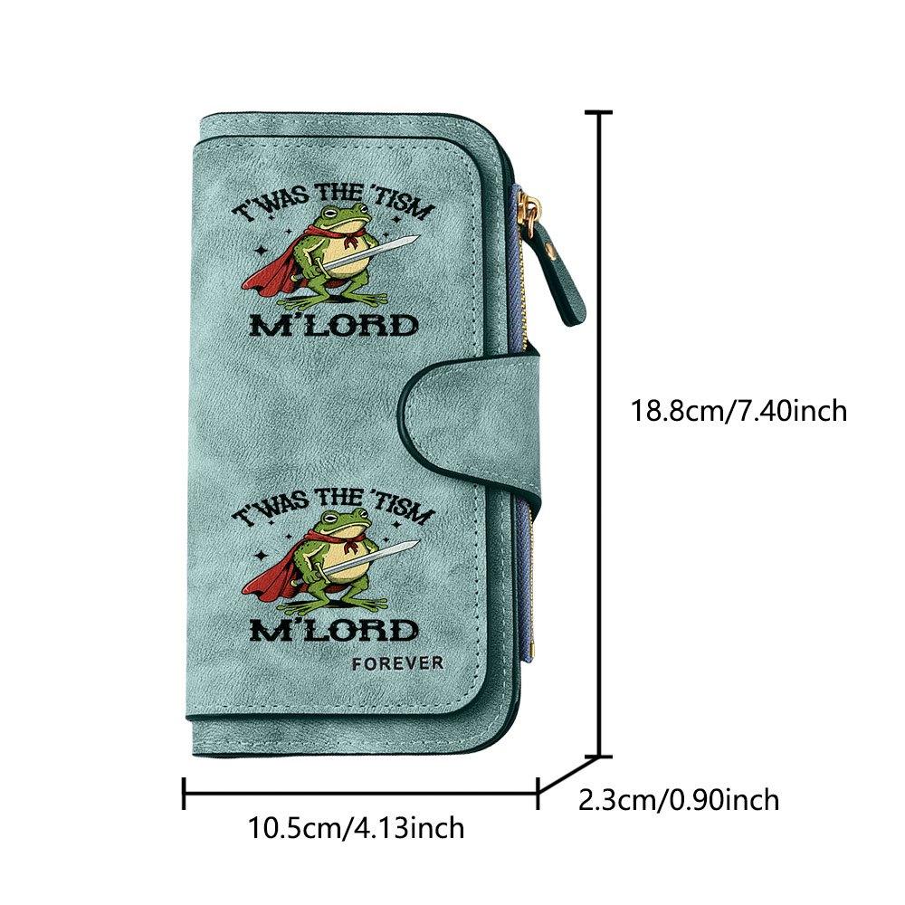 Long Wallet with Cape Clad Swordsman and Frog Warrior Print Multifunctional Portable Snap Button Coin Purse Unisex Perfect Birthday Gift for Men