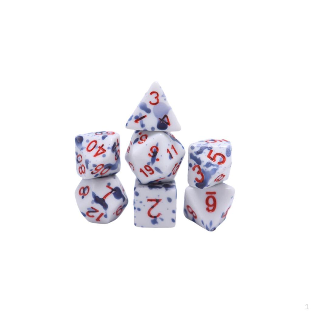7 Pieces Multisided Dice Table Gaming Durable D4 D6 D8 D10 D12 D20 Color Changing for