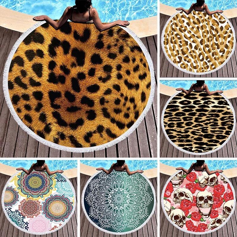 Textilien Mandala Beach Towel Flowers Large Round 150Cm Strandlaken Sea Wave Beach Towels Yoga Summer Beach Mat Toallas Playa Bath Towels