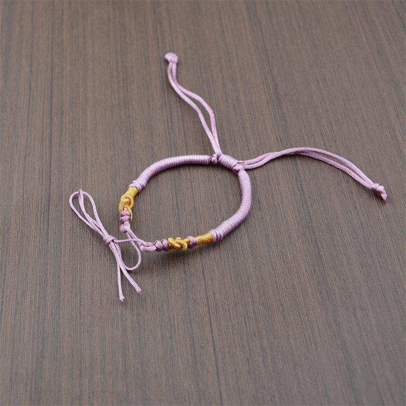 Handmade Woven Bracelet with Ping'an Buckle and Lucky Beads - Unisex DIY Semi-finished Bracelet Rope
