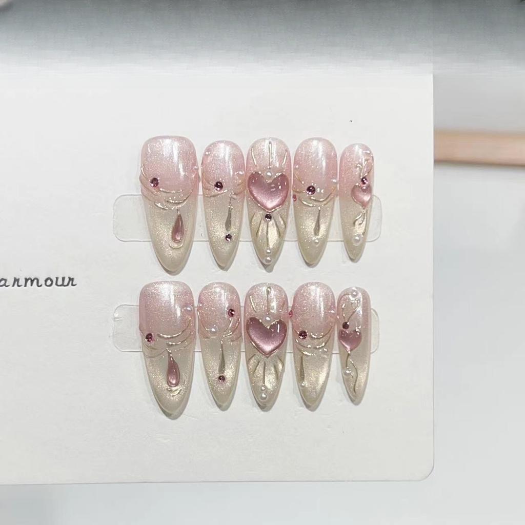 Sailor Moon Manicure Wearing Armor Highlight Cat Eyes Love Gradient French Removable Fake Nail Patch