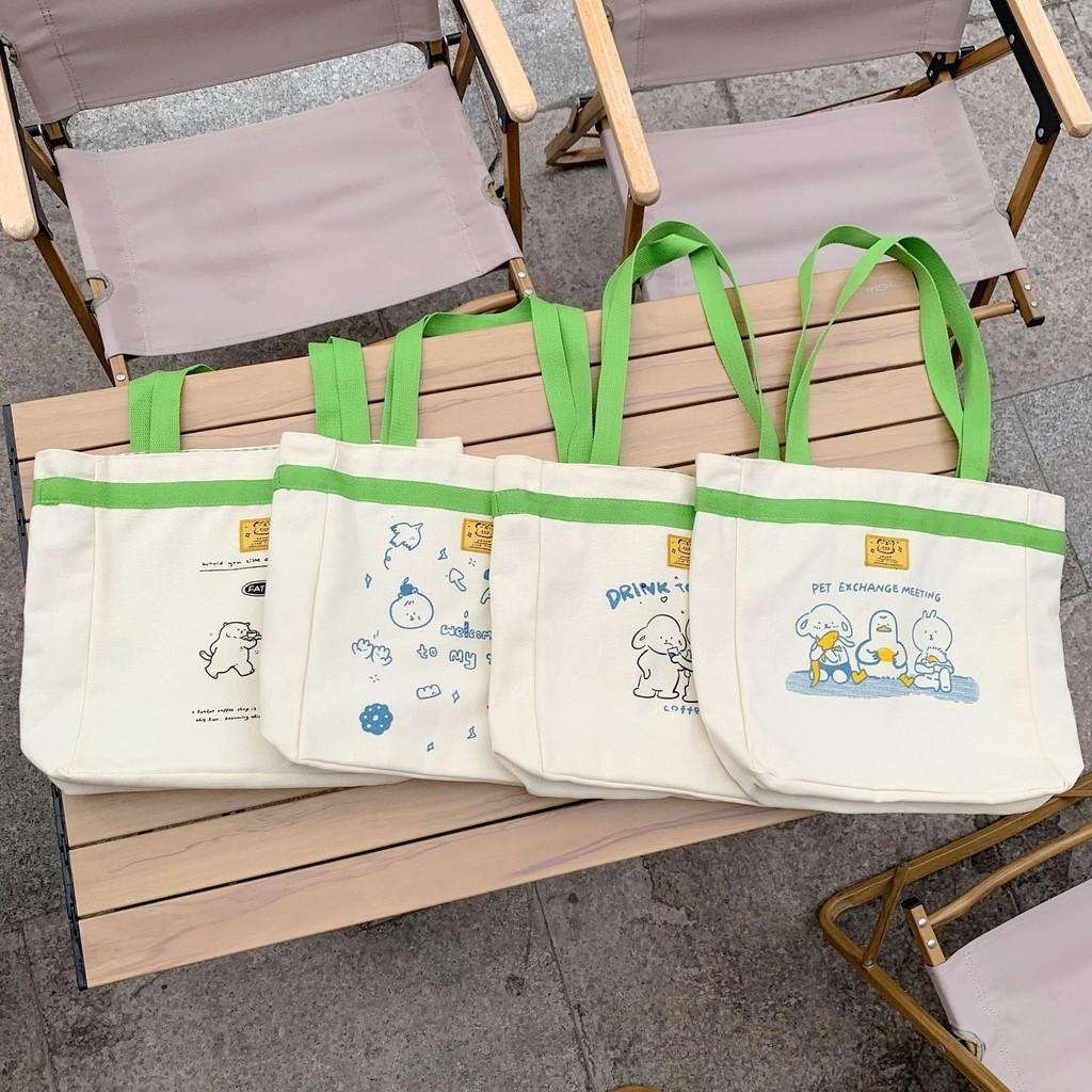 Adorable Ins Style Canvas Tote Bag Cute Casual Shoulder Bag For School Everyday Use