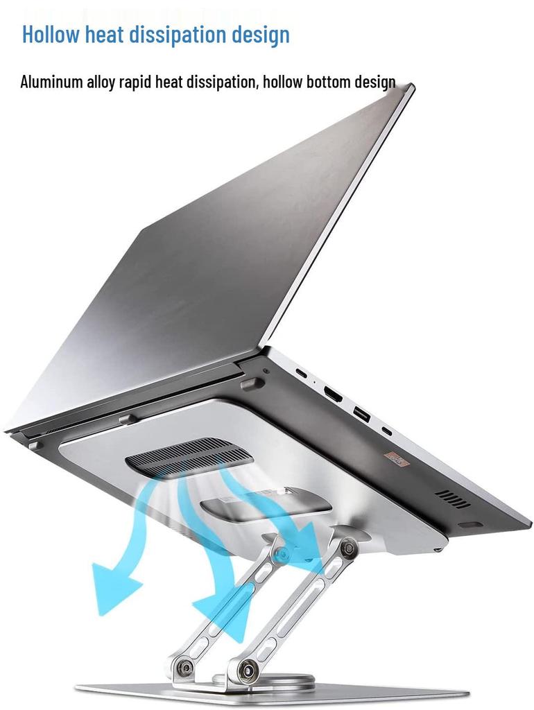 Aluminum Alloy Rotating Laptop Stand with Heat Dissipation, Folding and Height Adjustable.