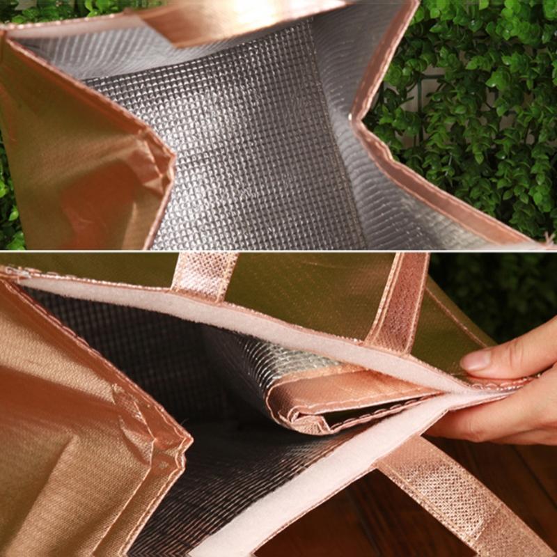 Multi Purpose Aluminum Foil Insulated Ice Bag Thermal Food Storage Tote Waterproof for Beach Picnic Hiking Grocery Use