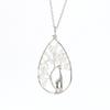 Handmade Copper Wire Wound Natural Gravel Crystal Giraffe Life Tree Fortune Tree Necklace N53