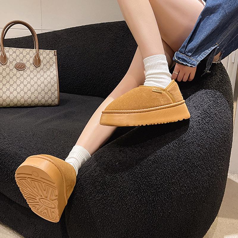 Fashion Shevalues Winter Plush Lining Women's Slippers New Leisure Boots Warm Cozy Cotton Slides Platform Soft Sole Women's Snow Boots