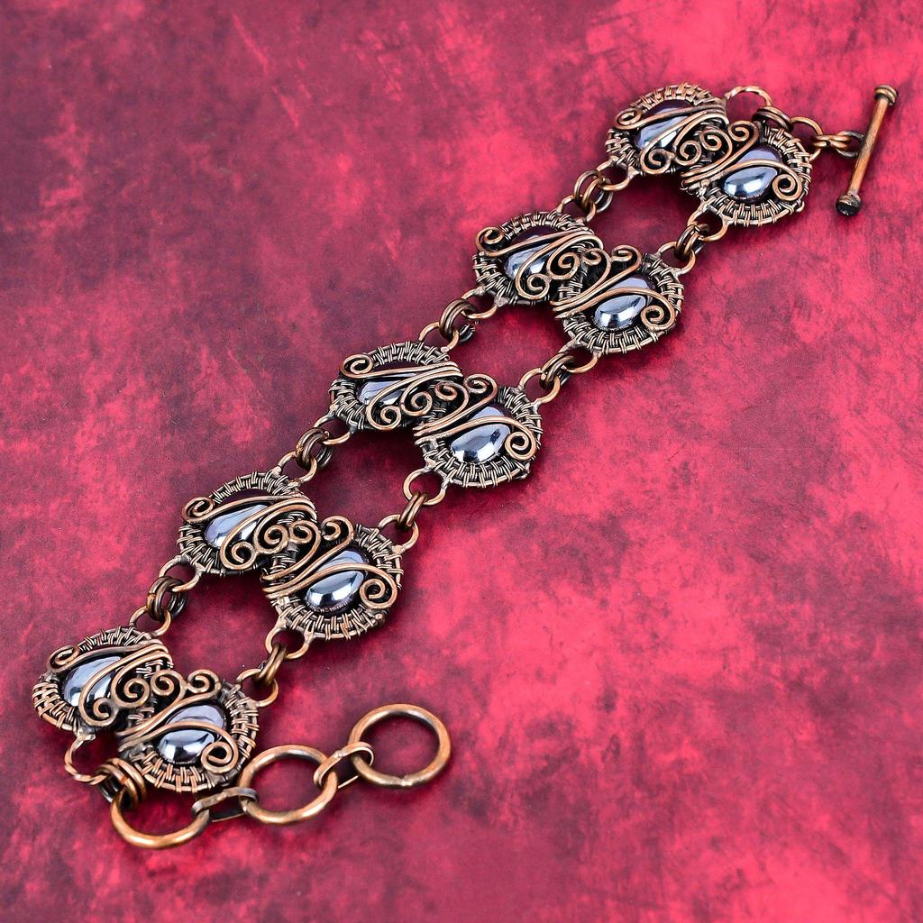 Shungite bracelet copper wire wrapped jewelry handmade bracelet gemstone jewelry adjustable chain bracelet copper wire bracelet gift for mom