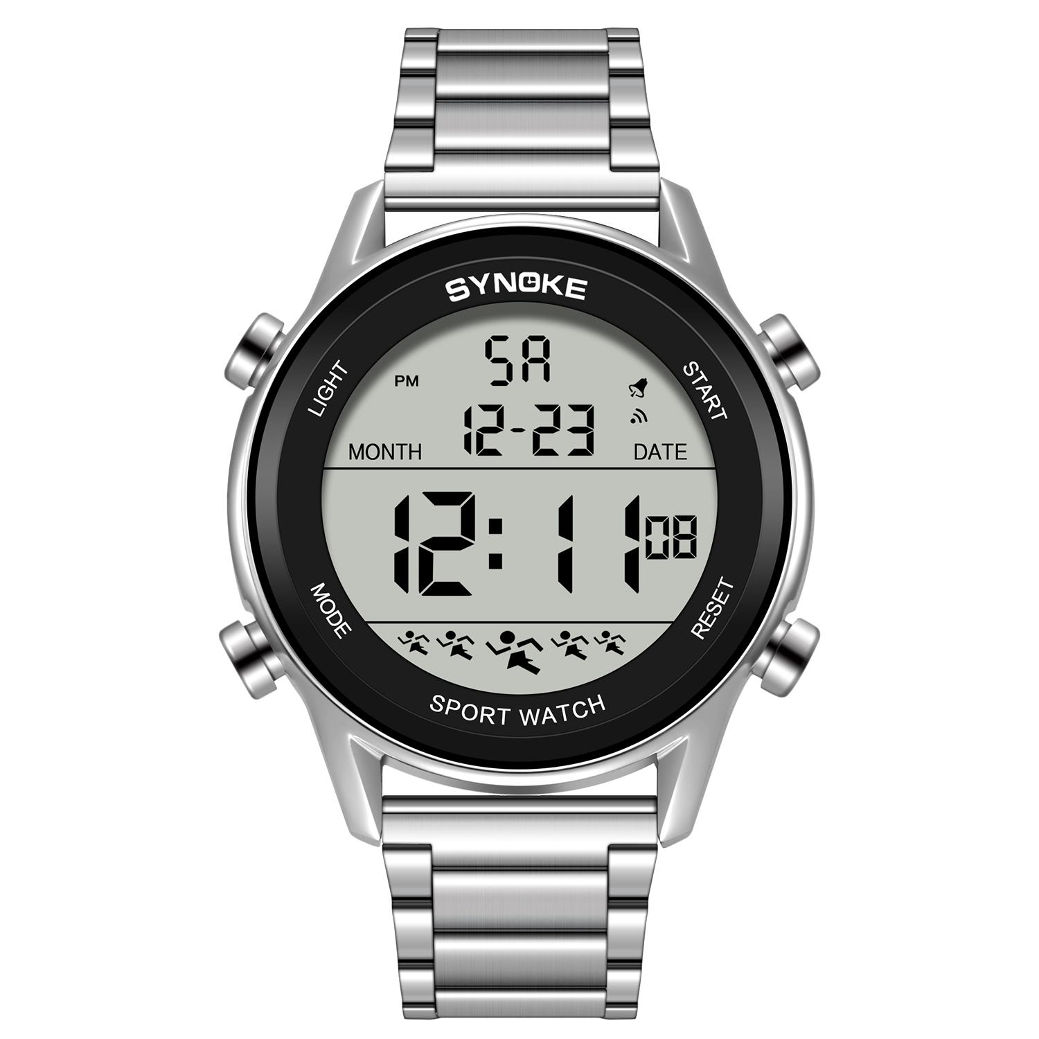 

Stainless Steel Strap Digital Men s Watches Chrono Clock Waterproof Male Wristwatch Electronic Watches Relogio Masculino серебряный