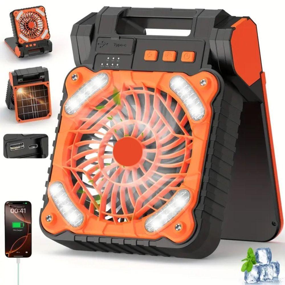 4 Speeds Wind Outdoor Solar Fan 90-Degree Folding Portable Tent Fan Folding Ventilador Tent Use