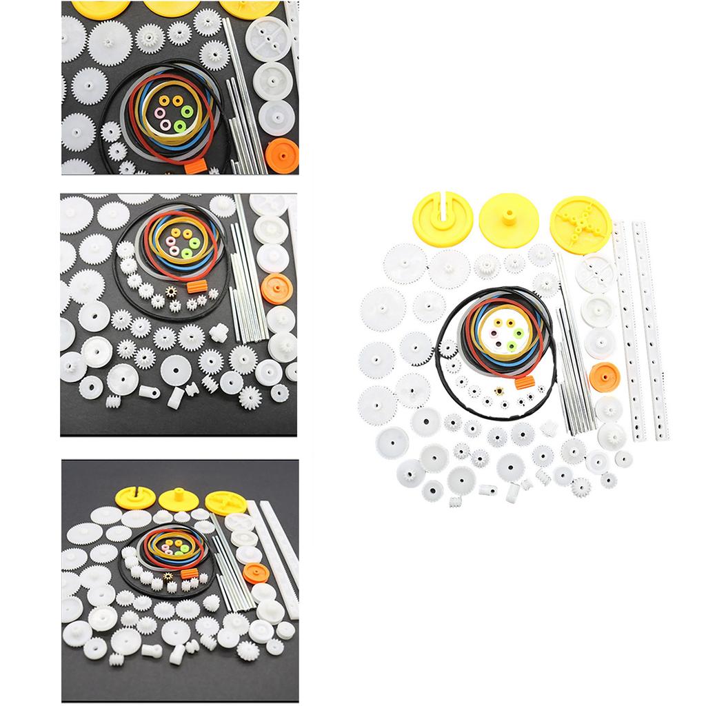 82Pcs Plastic Gear Package Kits DIY Gear Assortment Accessories for Toy Motor Car Robot Various Gear Axles Belt Bushings