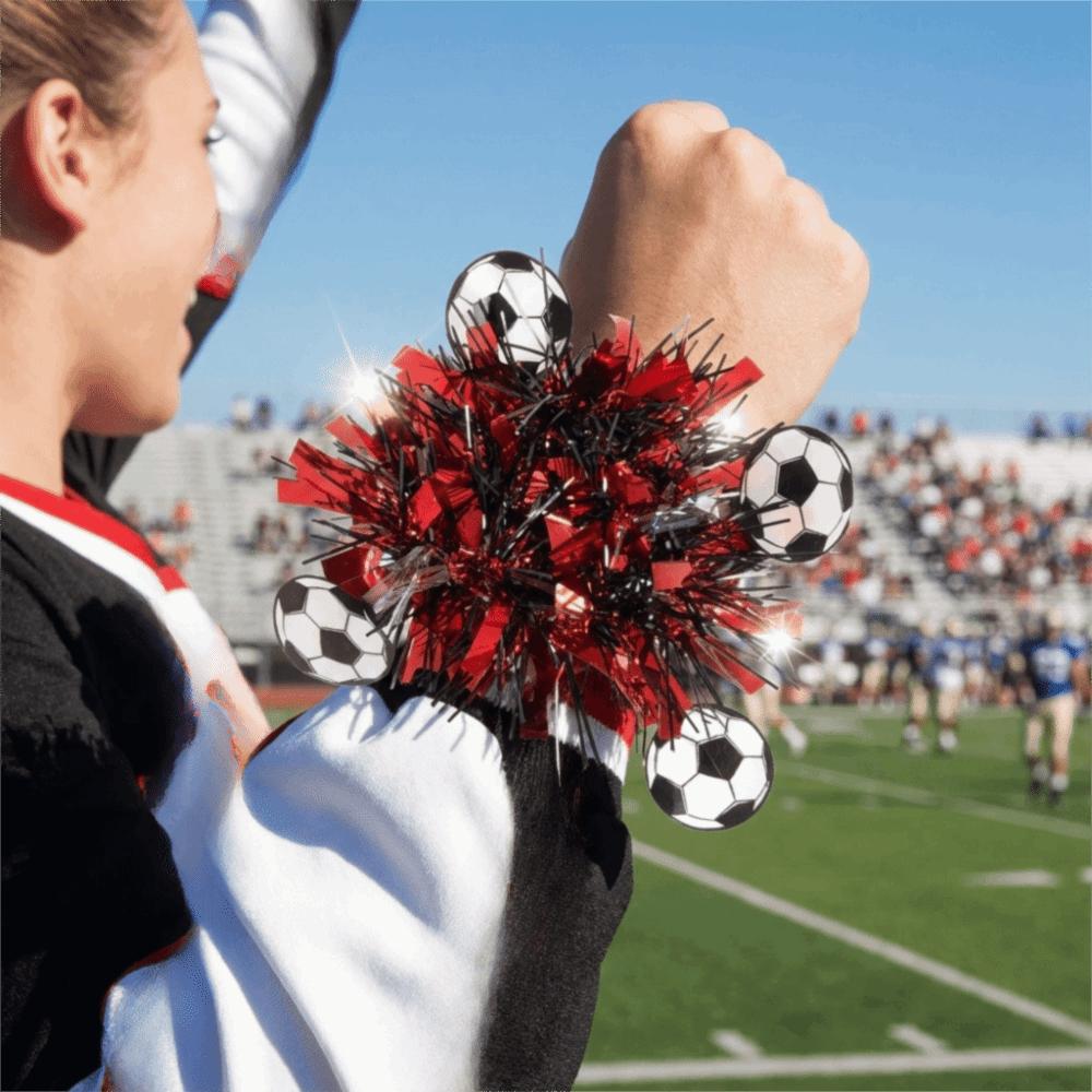 2PCS Reusable Soccer Cheering Wrist Flower Iron Wire Decorative Streamers Match Day Party