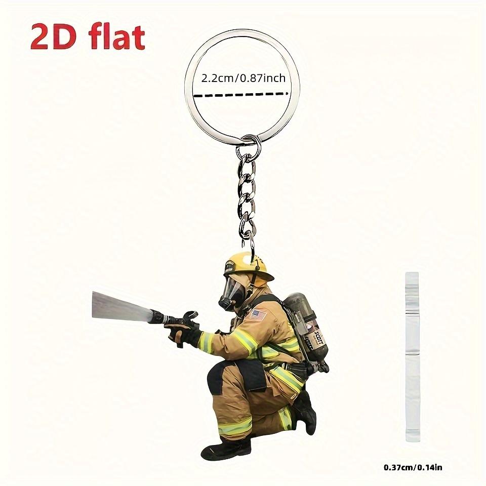 2D Acrylic Firefighter Keychain Bag Pendant Fireman Gift 1