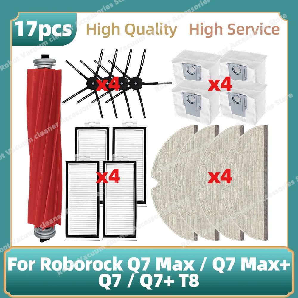 Compatible For Roborock Q7 Max / Q7 Max+ / Q7 / Q7+ T8 Parts Main Side Brush  Hepa Filter Mop Cloth Rag Dust Bag